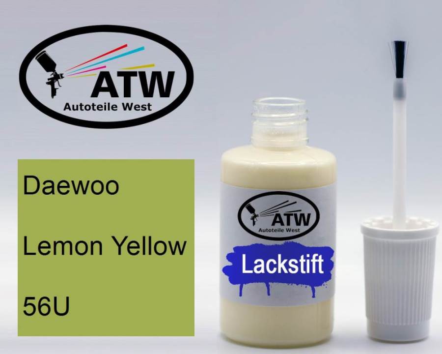 Daewoo, Lemon Yellow, 56U: 20ml Lackstift, von ATW Autoteile West.